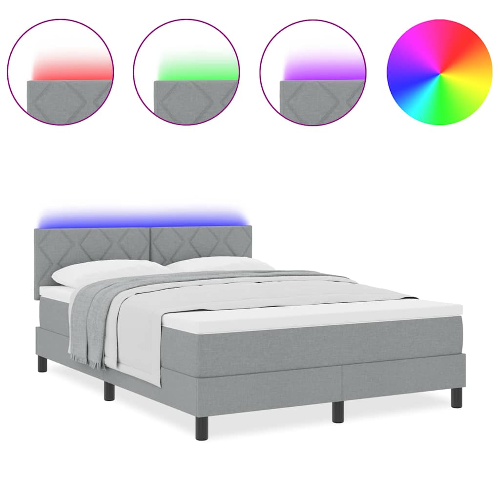 Lit à ressorts avec matelas Gris clair 140 x 200 cm tissu - XIOS