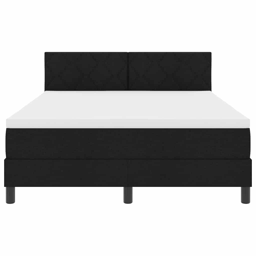 Lit à ressorts avec bandes LED Noir 140 x 200 cm tissu