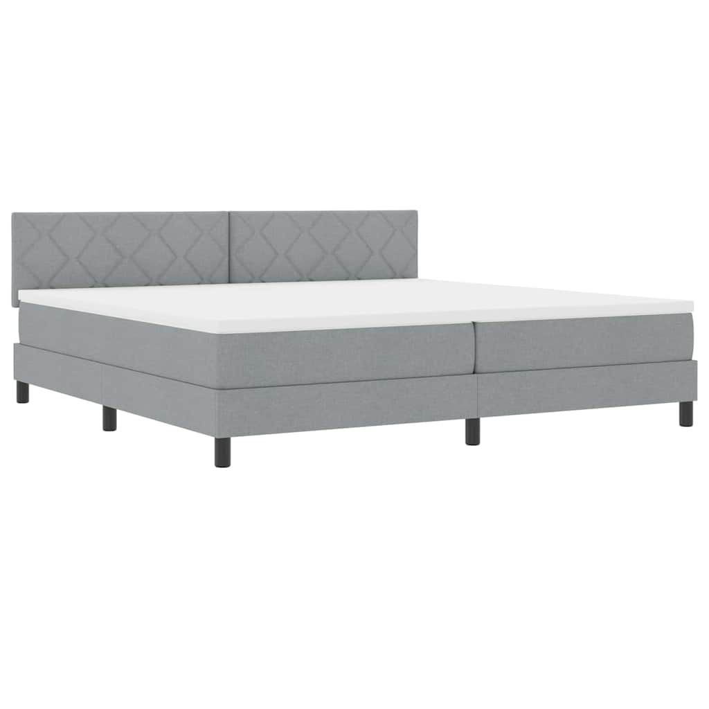 Lit à ressorts avec matelas Gris clair 200 x 200 cm tissu