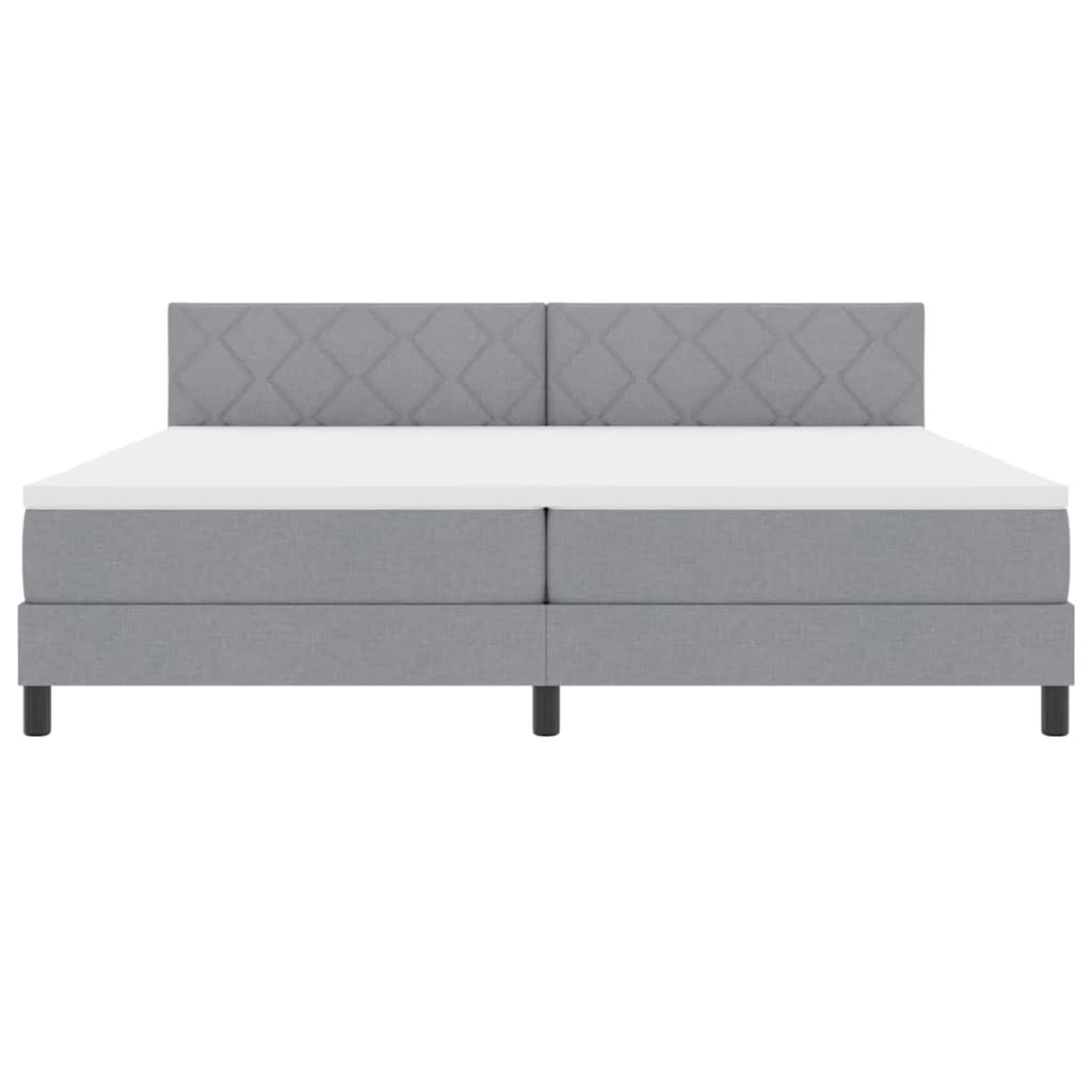 Lit à ressorts avec matelas Gris clair 200 x 200 cm tissu - XIOS