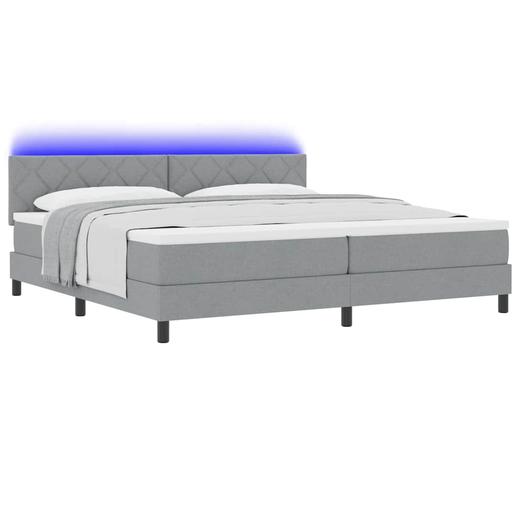 Lit à ressorts avec matelas Gris clair 200 x 200 cm tissu - XIOS