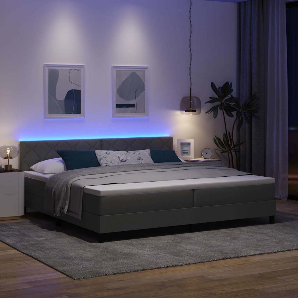 Lit à ressorts avec matelas Gris foncé 200 x 200 cm tissu - XIOS
