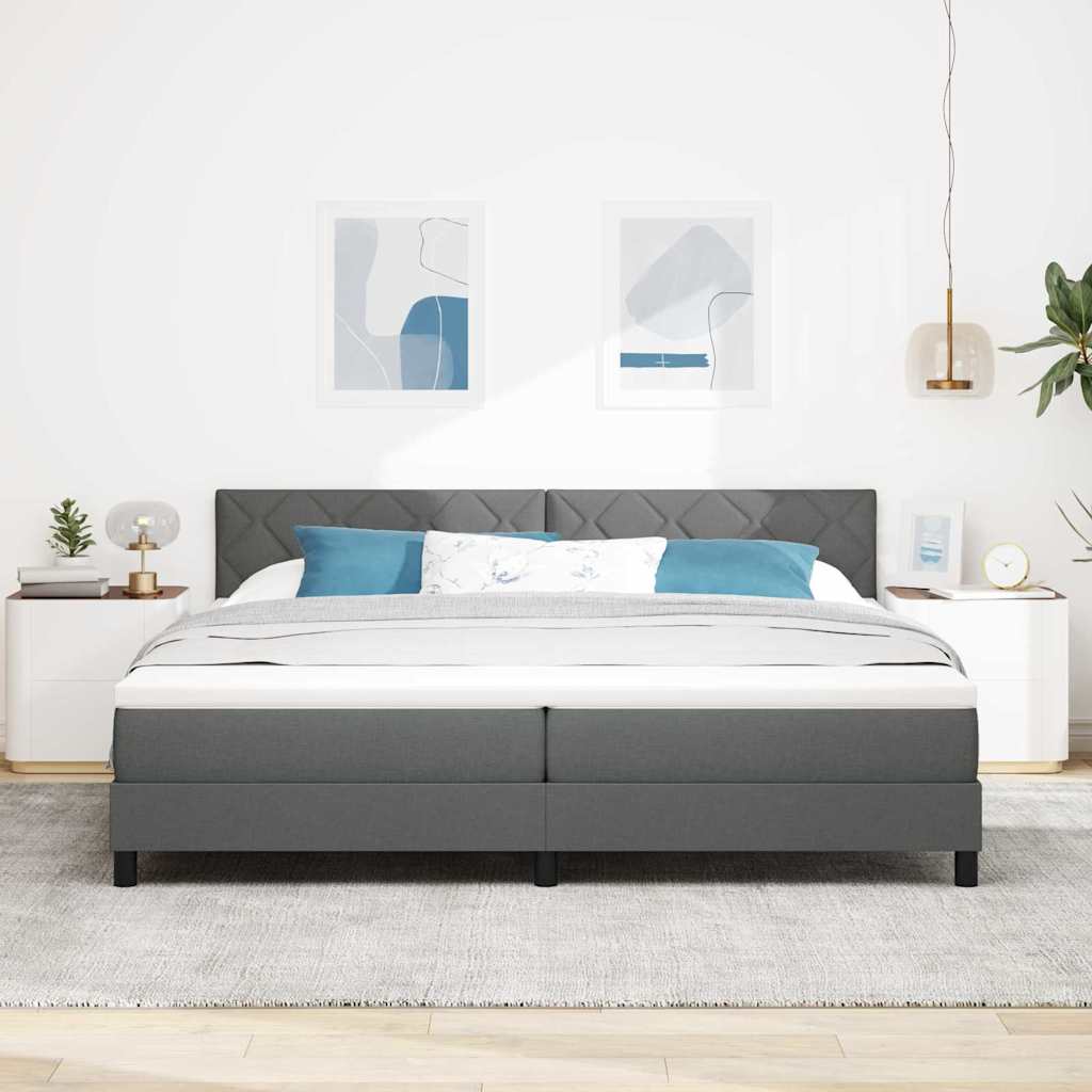 Lit à ressorts avec matelas Gris foncé 200 x 200 cm tissu - XIOS