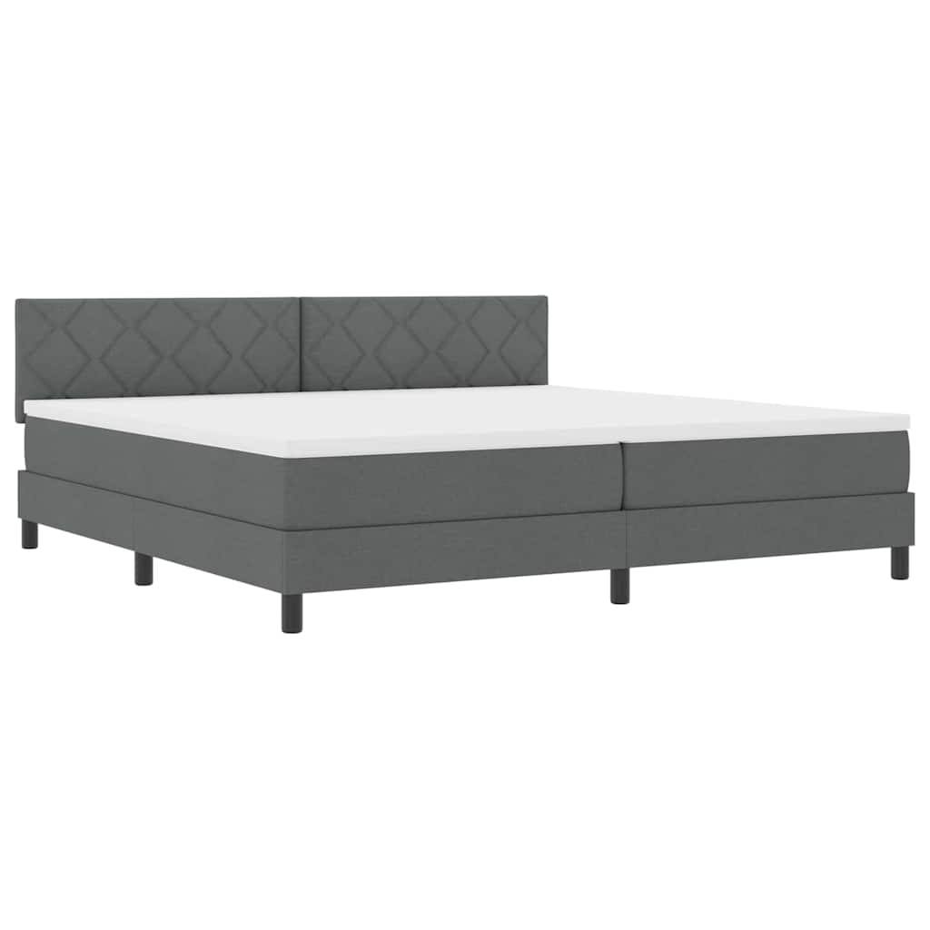 Lit à ressorts avec matelas Gris foncé 200 x 200 cm tissu