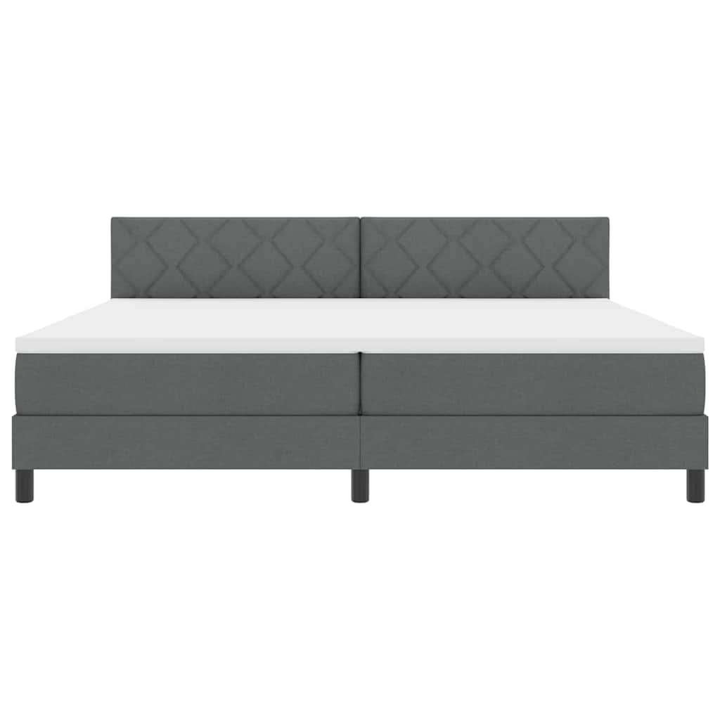 Lit à ressorts avec matelas Gris foncé 200 x 200 cm tissu - XIOS