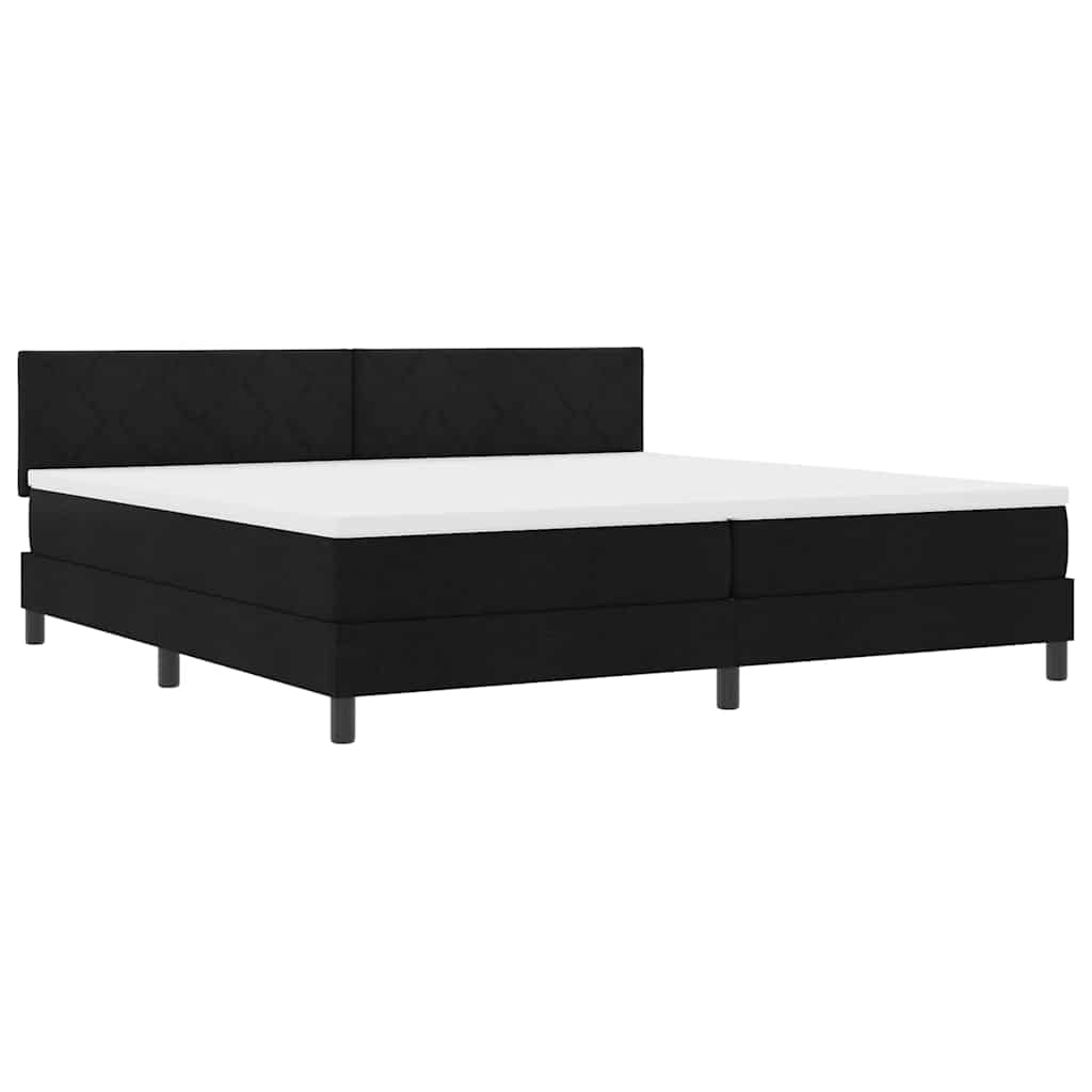 Lit à ressorts avec matelas Noir 200 x 200 cm tissu