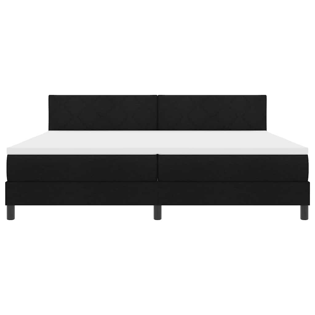 Lit à ressorts avec matelas Noir 200 x 200 cm tissu