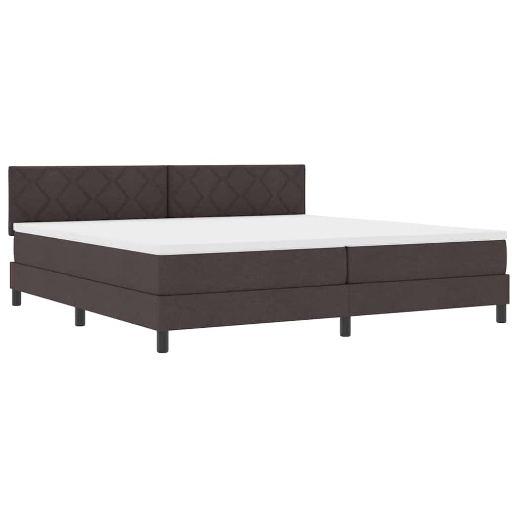 Lit à ressorts avec matelas Marron foncé 200 x 200 cm tissu