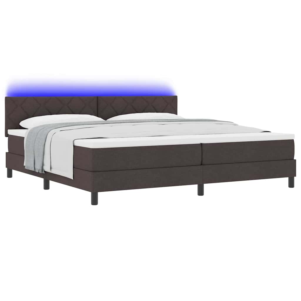 Lit à ressorts avec matelas Marron foncé 200 x 200 cm tissu - XIOS