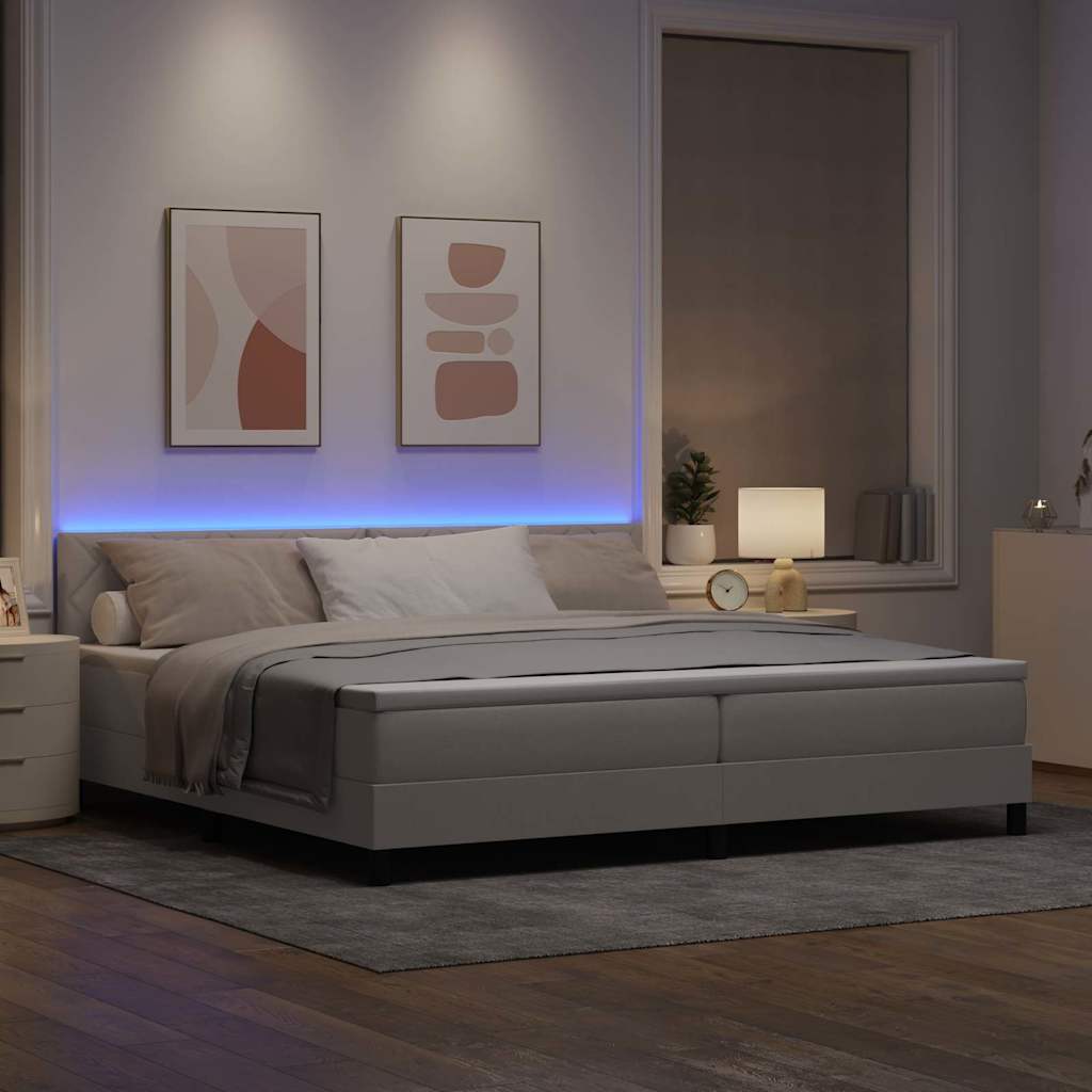 Lit à ressorts avec matelas Taupe 200 x 200 cm tissu - XIOS
