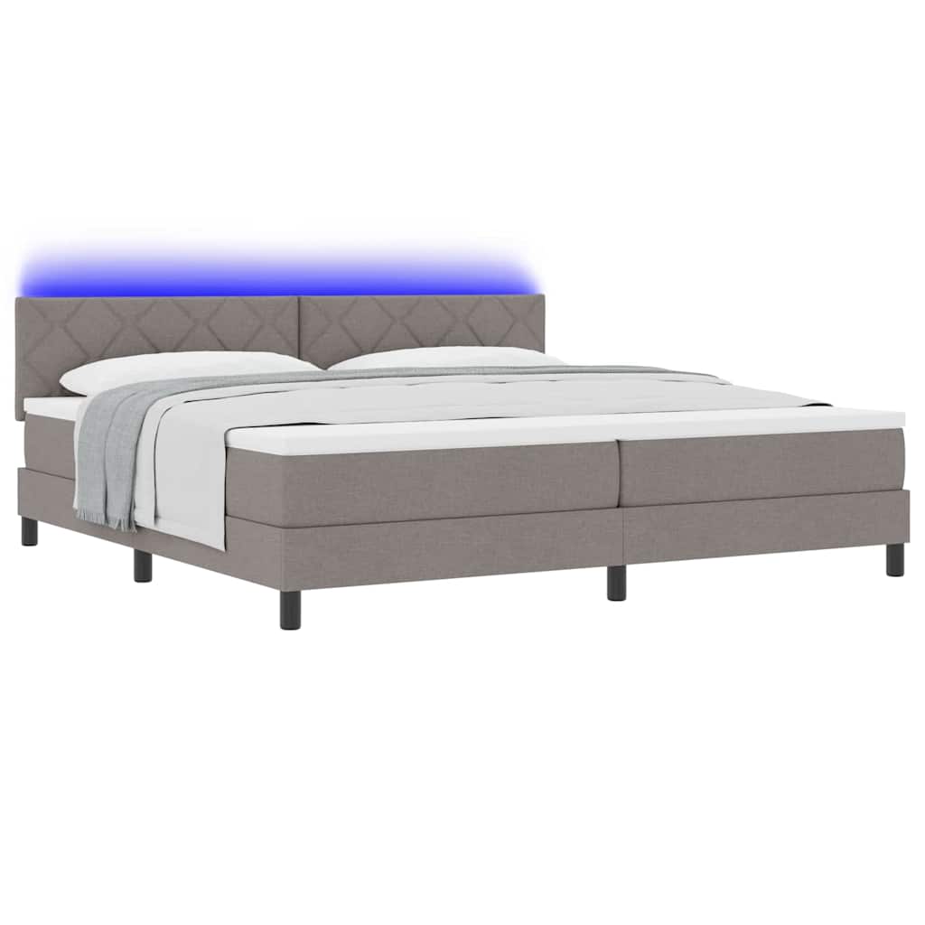 Lit à ressorts avec matelas Taupe 200 x 200 cm tissu - XIOS