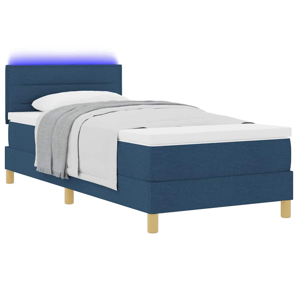Lit à ressort LED avec bandes LED Bleu 90 x 200 cm tissu - XIOS