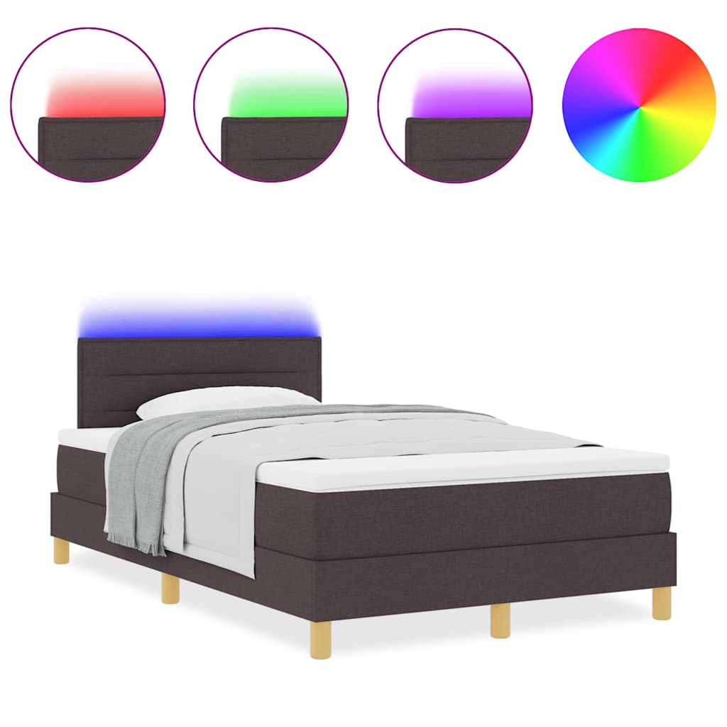 Lit à ressorts avec matelas Marron foncé 120 x 190 cm tissu - XIOS