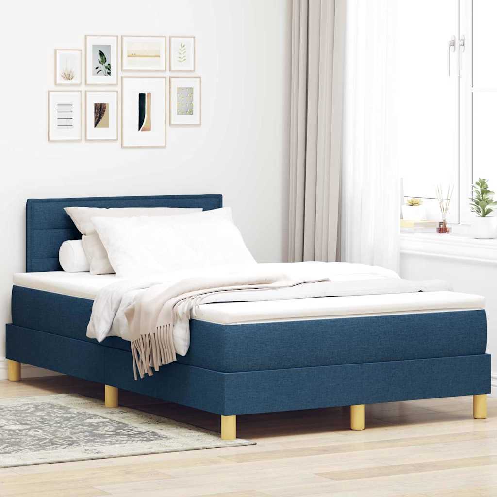 Lit à ressorts avec matelas Bleu 120 x 200 cm tissu - XIOS