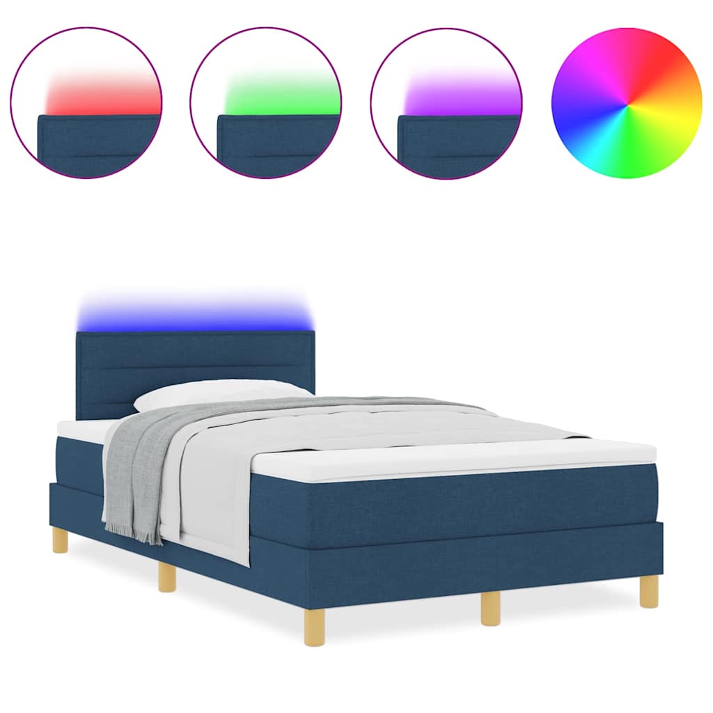 Lit à ressorts avec matelas Bleu 120 x 200 cm tissu - XIOS