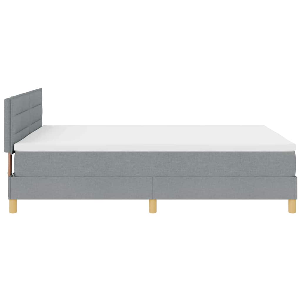 Lit à ressort LED avec matelas Gris clair 140 x 190 cm tissu