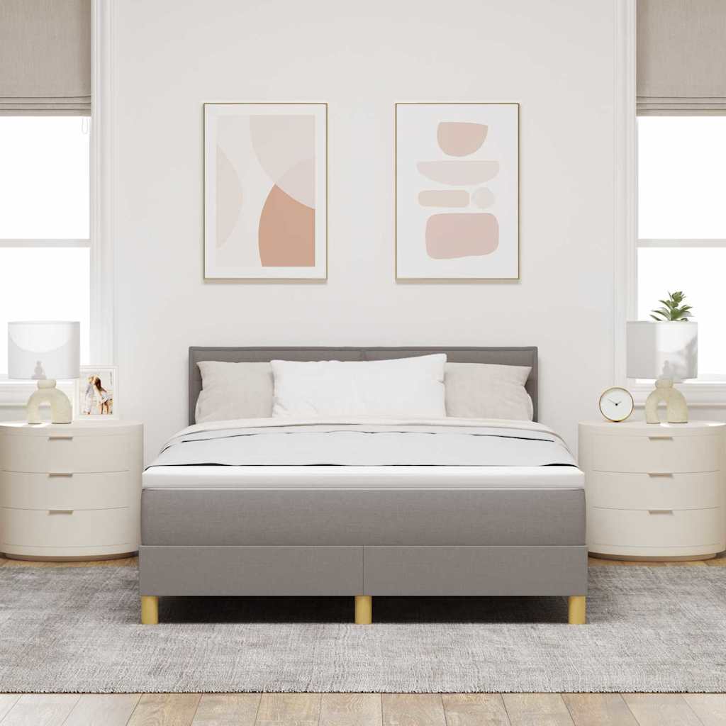 Lit à ressort LED avec matelas Taupe 140 x 190 cm tissu