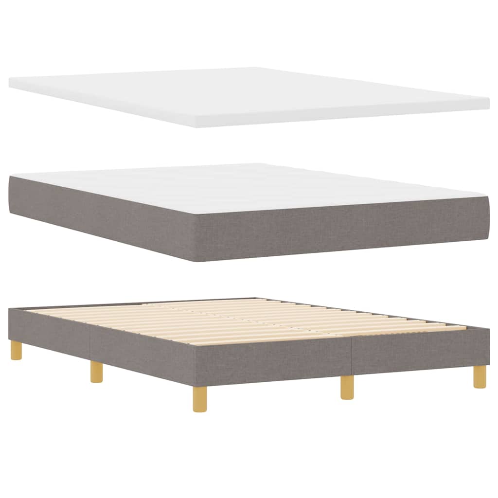 Lit à ressort LED avec matelas Taupe 140 x 190 cm tissu