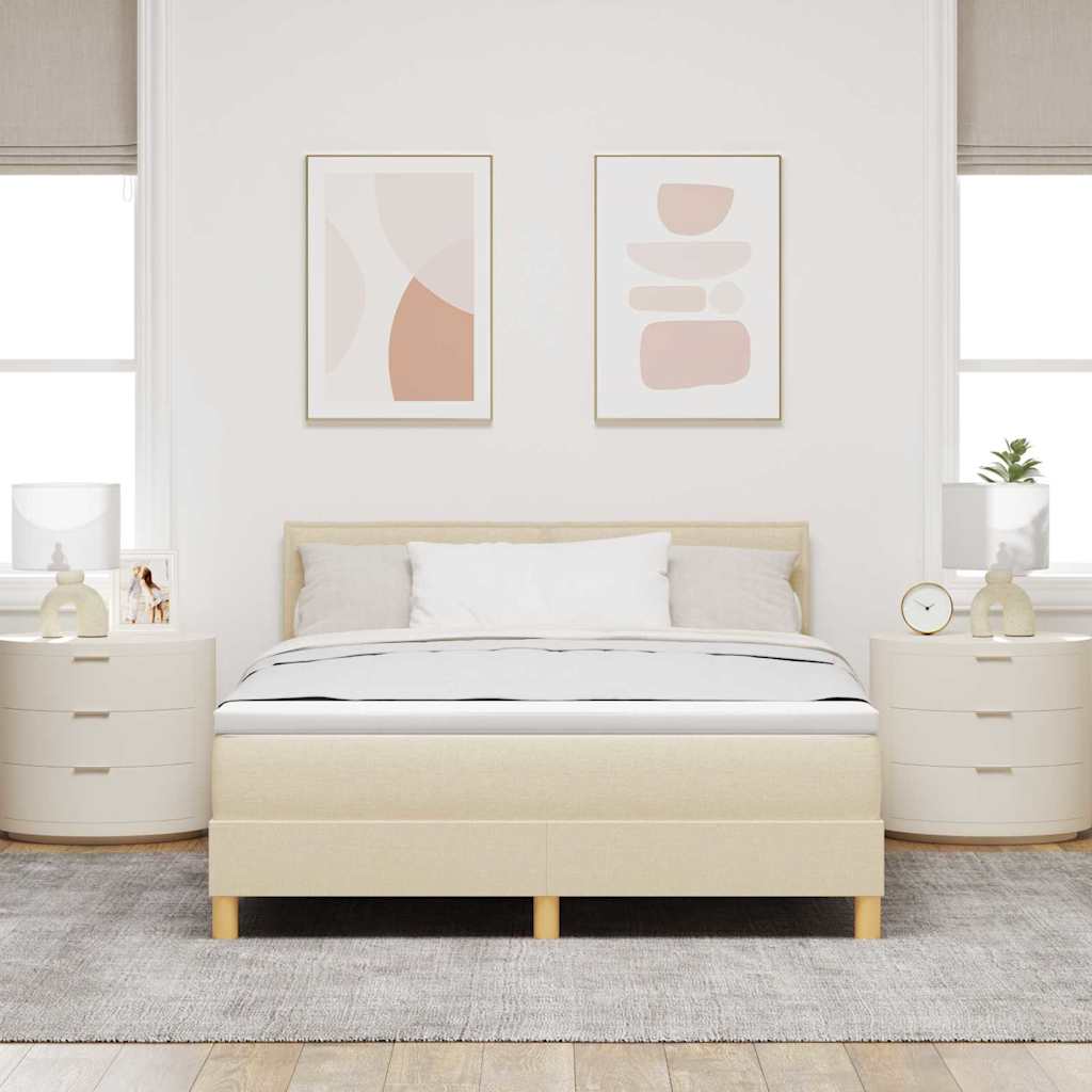 Lit à ressort LED avec bandes LED Crème 140 x 190 cm tissu - XIOS