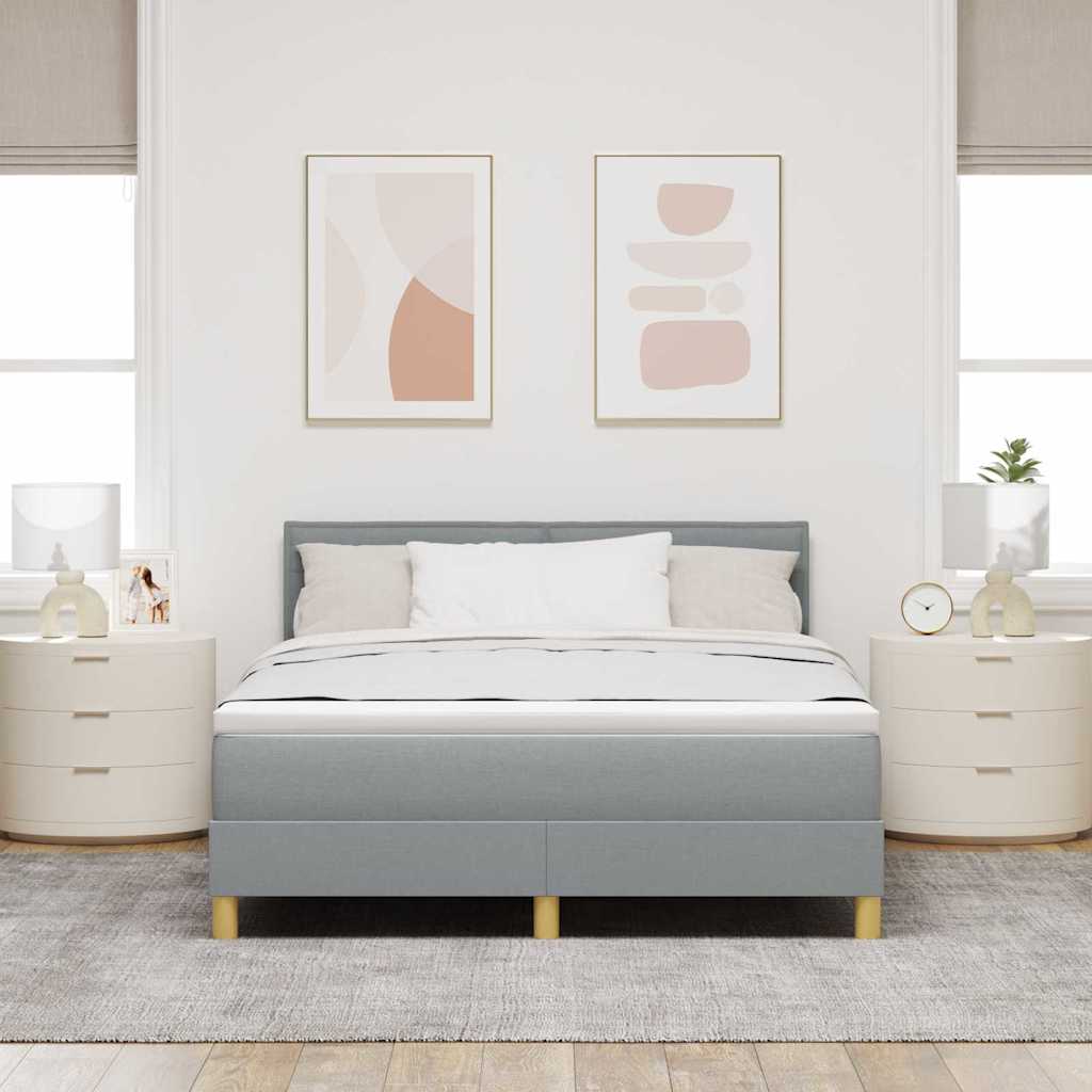 Lit à ressort LED avec matelas Gris clair 140 x 200 cm tissu