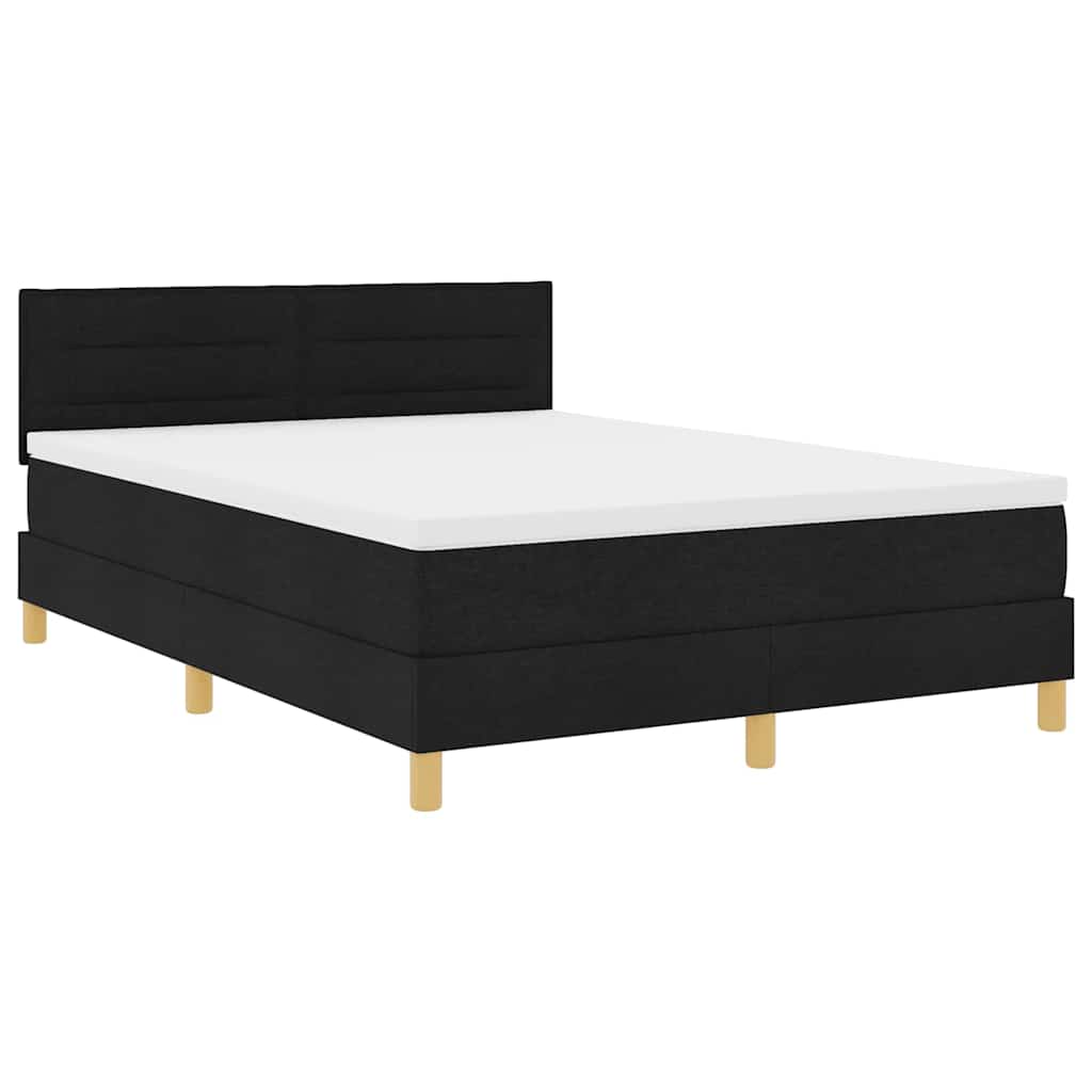 Lit à ressort LED avec matelas avec LED Noir 140 x 200 cm tissu