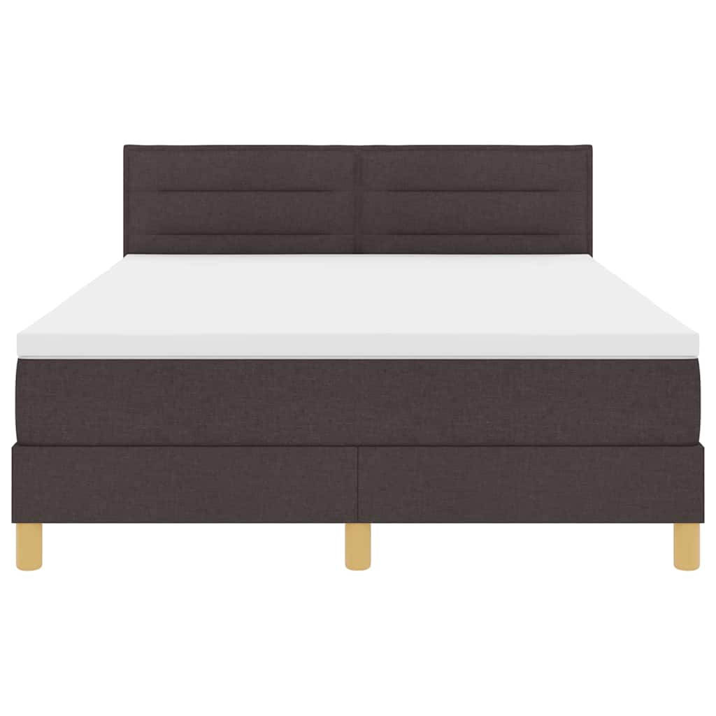 Lit à ressort LED Marron foncé 140 x 200 cm tissu
