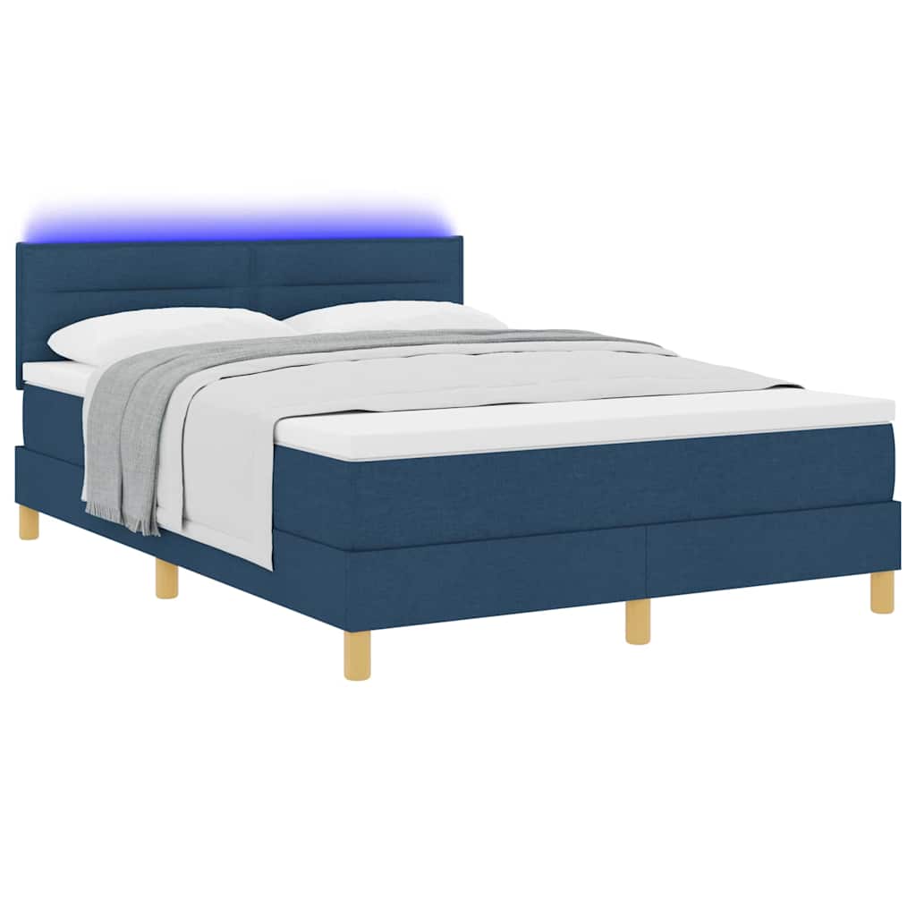 Lit à ressort LED avec matelas avec LED Bleu 140 x 200 cm tissu - XIOS