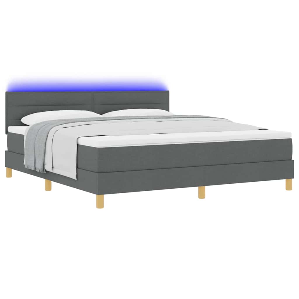 Lit à ressort LED avec matelas Gris foncé 180 x 200 cm tissu - XIOS
