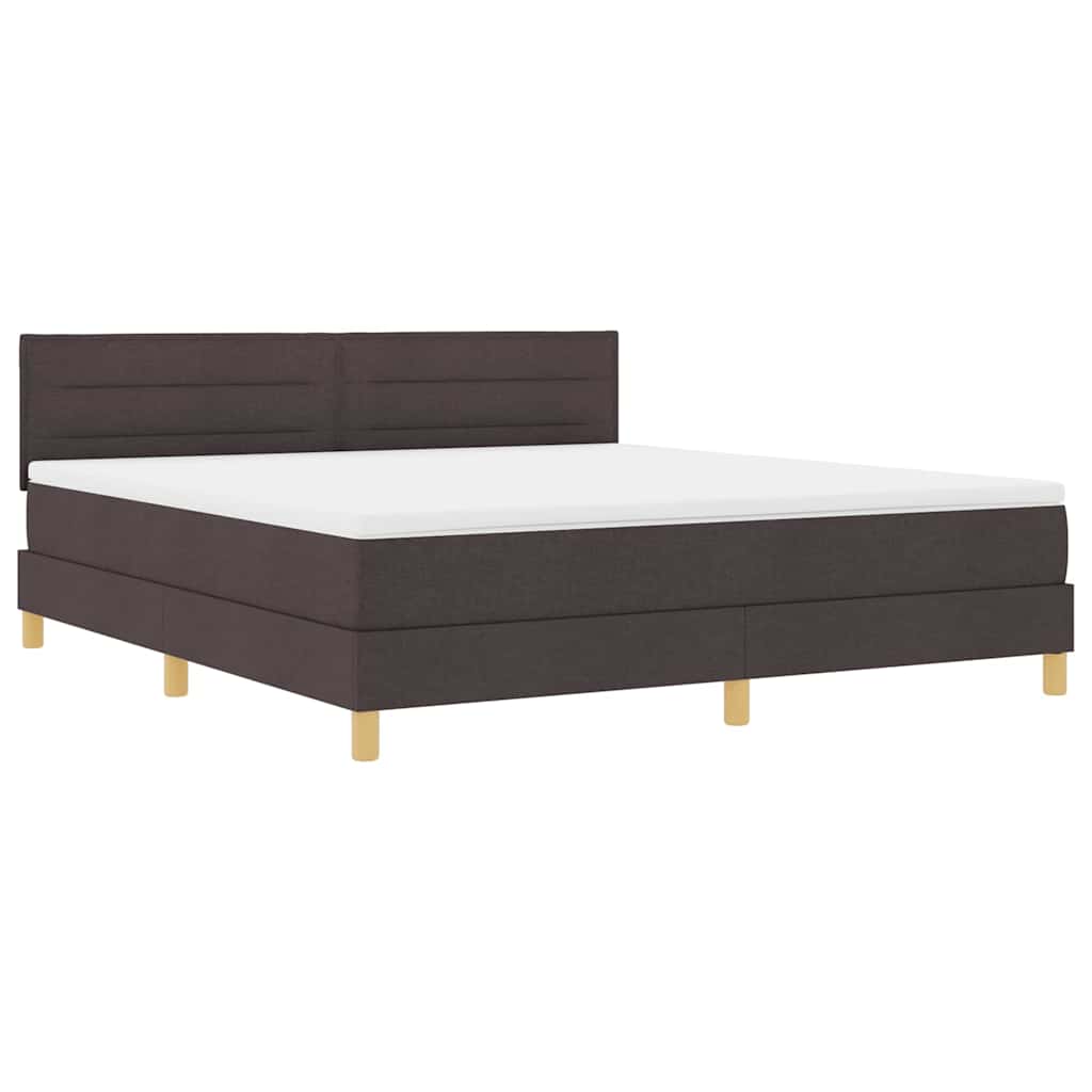 Lit à ressort LED Marron foncé 180 x 200 cm tissu