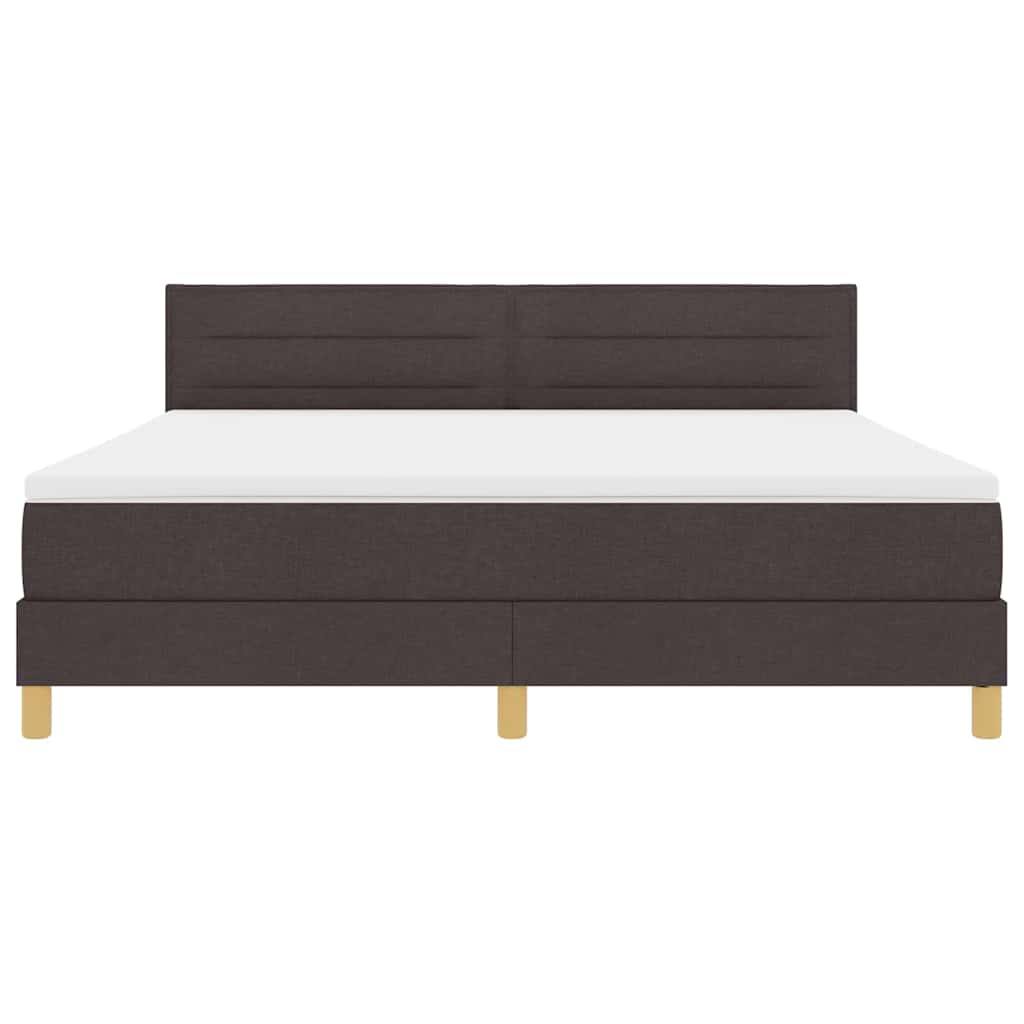 Lit à ressort LED Marron foncé 180 x 200 cm tissu