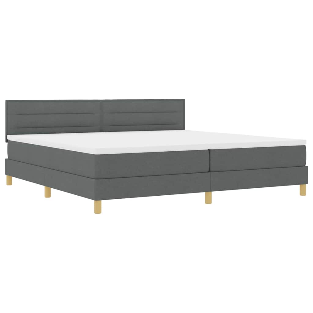 Lit à ressorts avec matelas Gris foncé 200 x 200 cm tissu