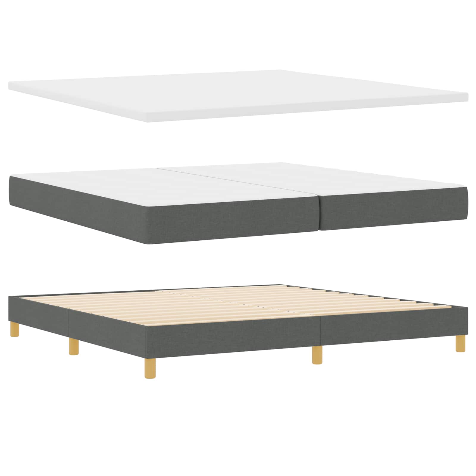 Lit à ressort LED avec bandes LED Gris foncé 200 x 200 cm tissu - XIOS