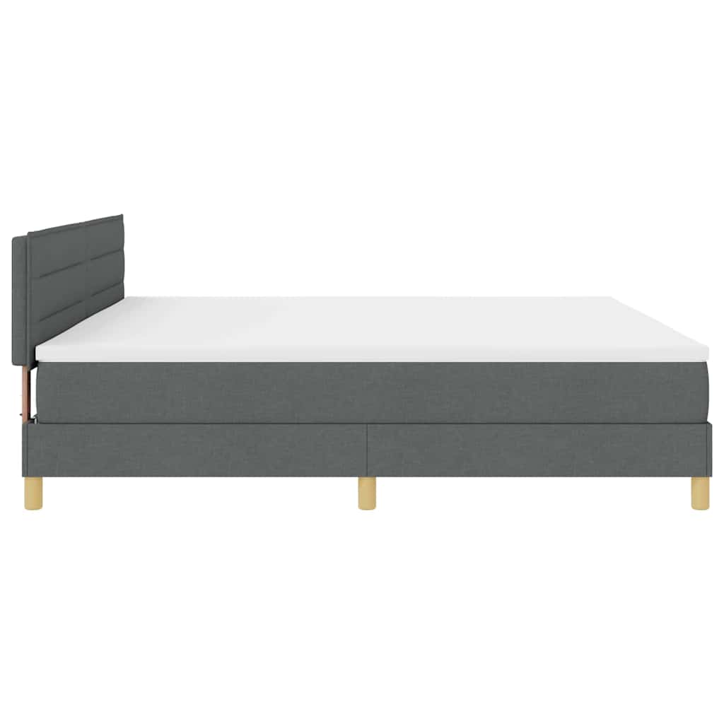 Lit à ressorts avec matelas Gris foncé 200 x 200 cm tissu - XIOS
