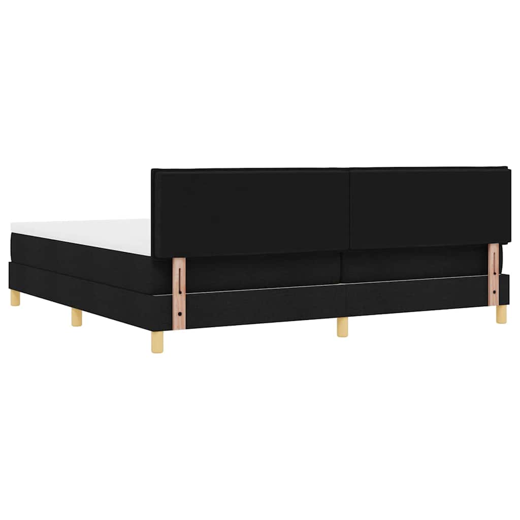 Lit à ressorts avec matelas Noir 200 x 200 cm tissu