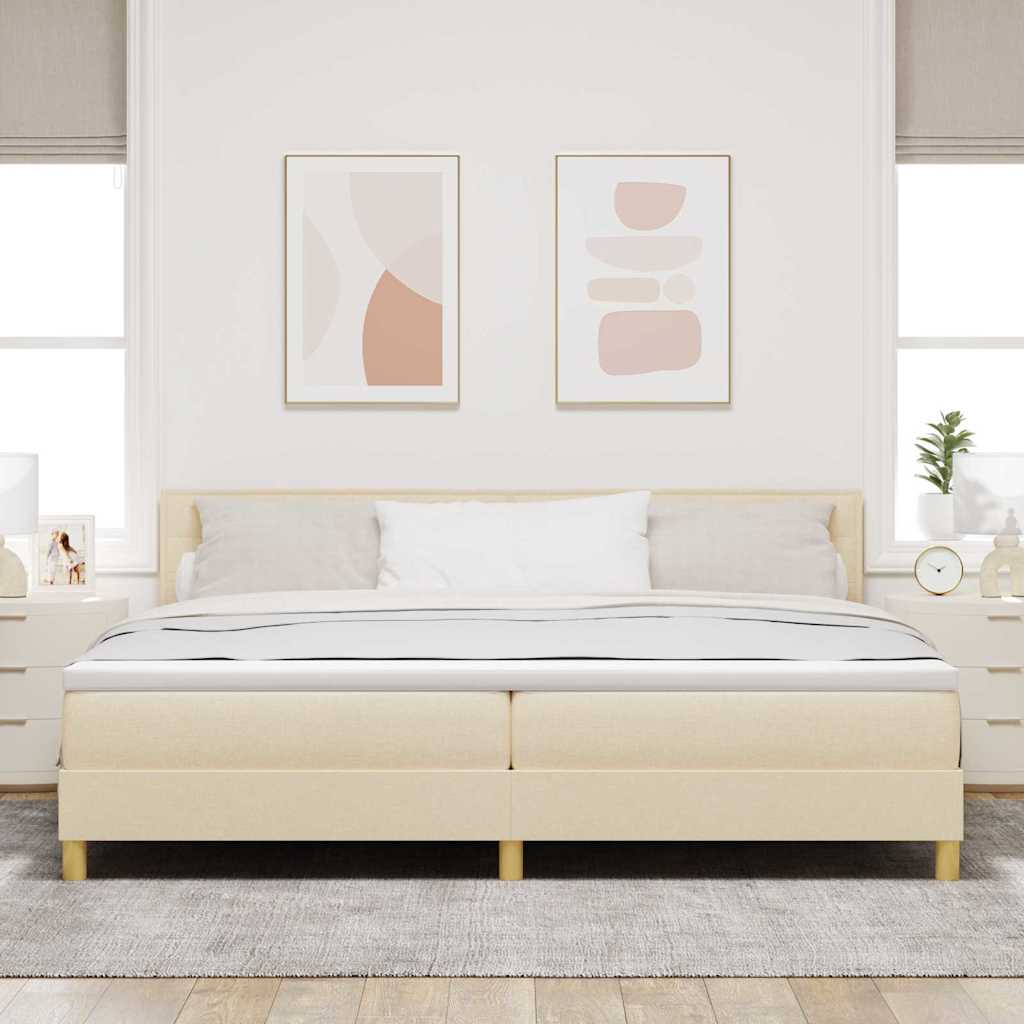 Lit à ressorts avec matelas Crème 200 x 200 cm tissu - XIOS