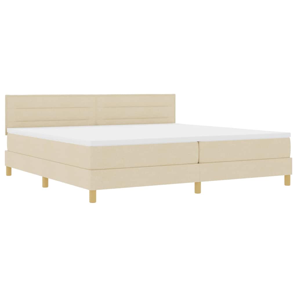 Lit à ressorts avec matelas Crème 200 x 200 cm tissu
