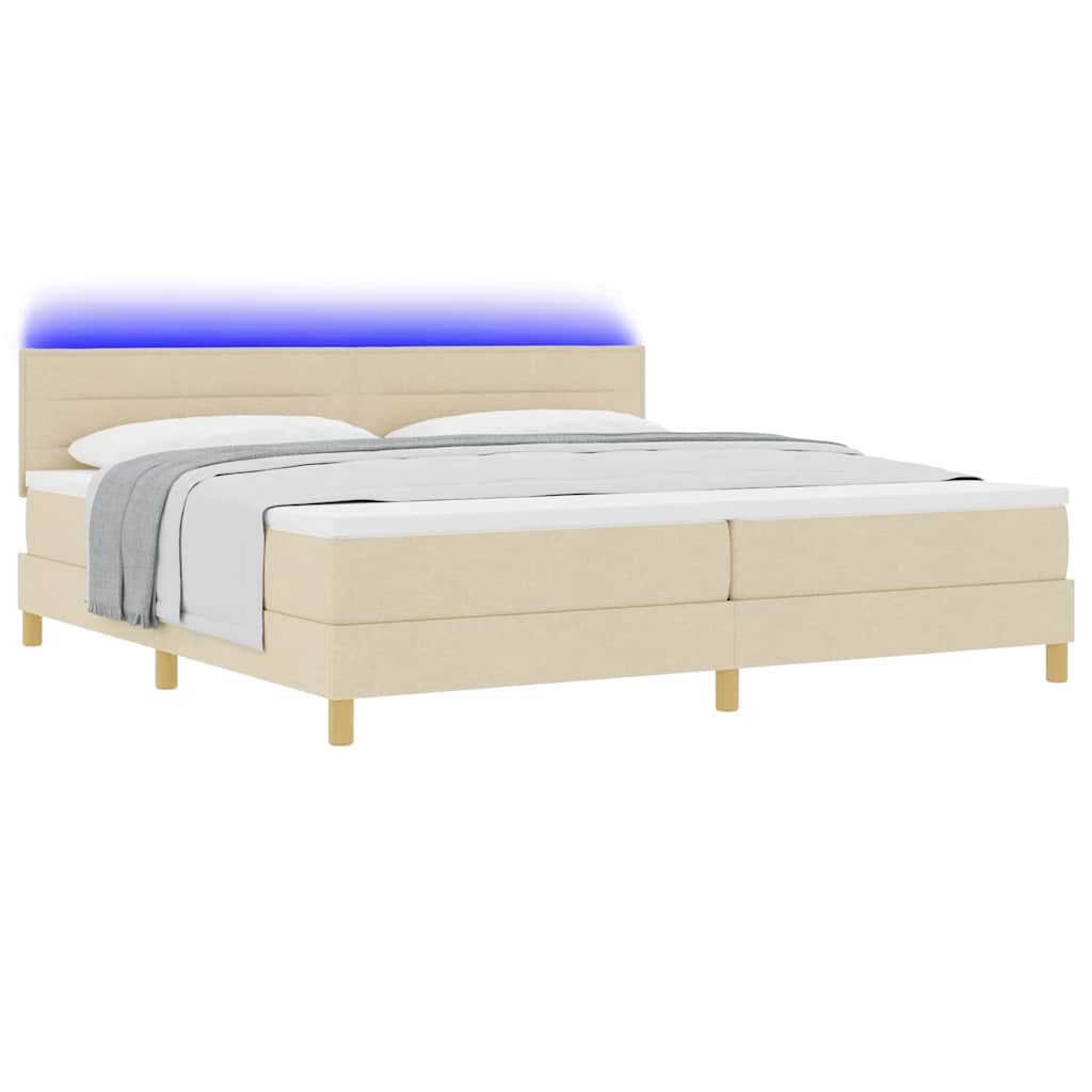 Lit à ressorts avec matelas Crème 200 x 200 cm tissu - XIOS