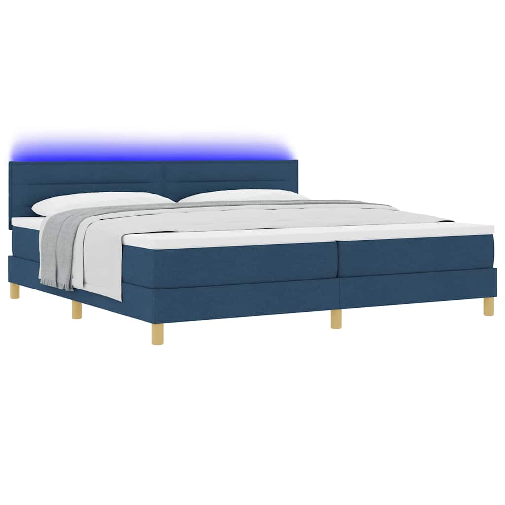 Lit à ressorts avec matelas Bleu 200 x 200 cm tissu - XIOS