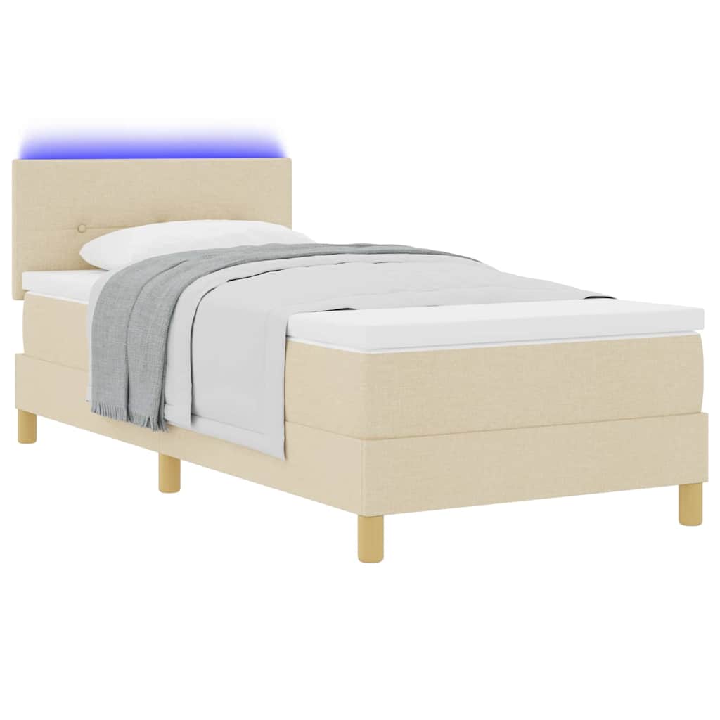 Lit à ressort LED avec matelas Crème 80 x 200 cm tissu - XIOS