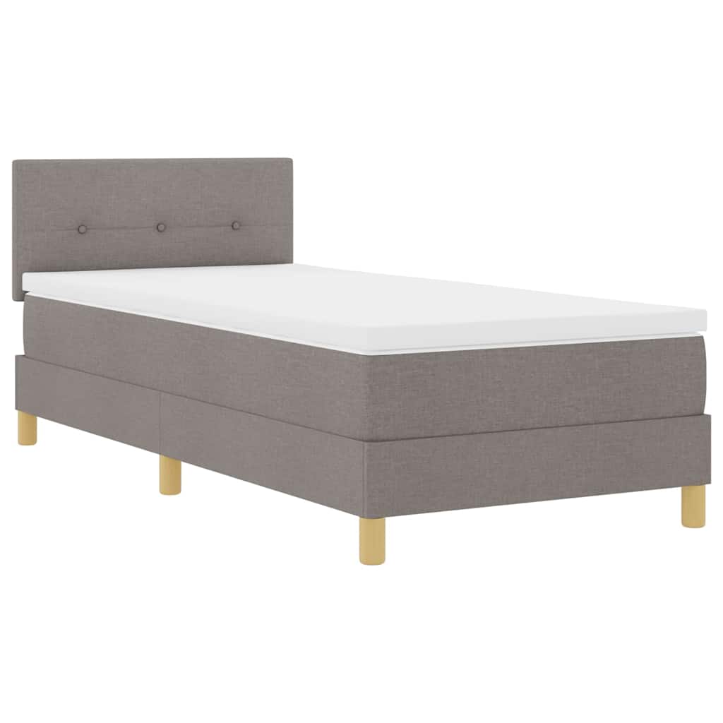 Lit à ressort LED avec tête de lit Taupe 90 x 190 cm tissu