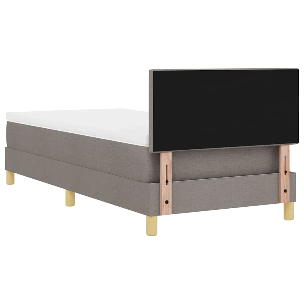 Lit à ressort LED avec tête de lit Taupe 90 x 190 cm tissu