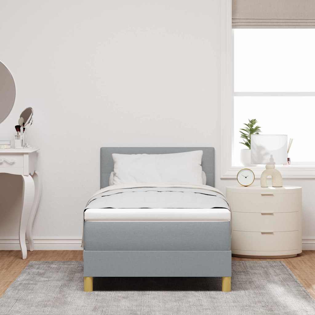 Lit à ressort LED avec bandes LED Gris clair 90 x 200 cm tissu - XIOS