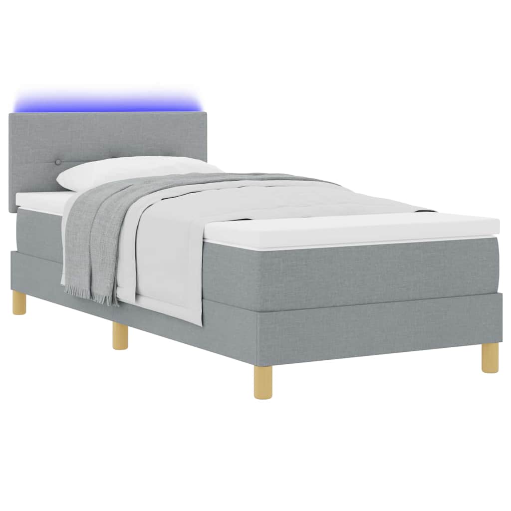 Lit à ressort LED avec bandes LED Gris clair 90 x 200 cm tissu - XIOS