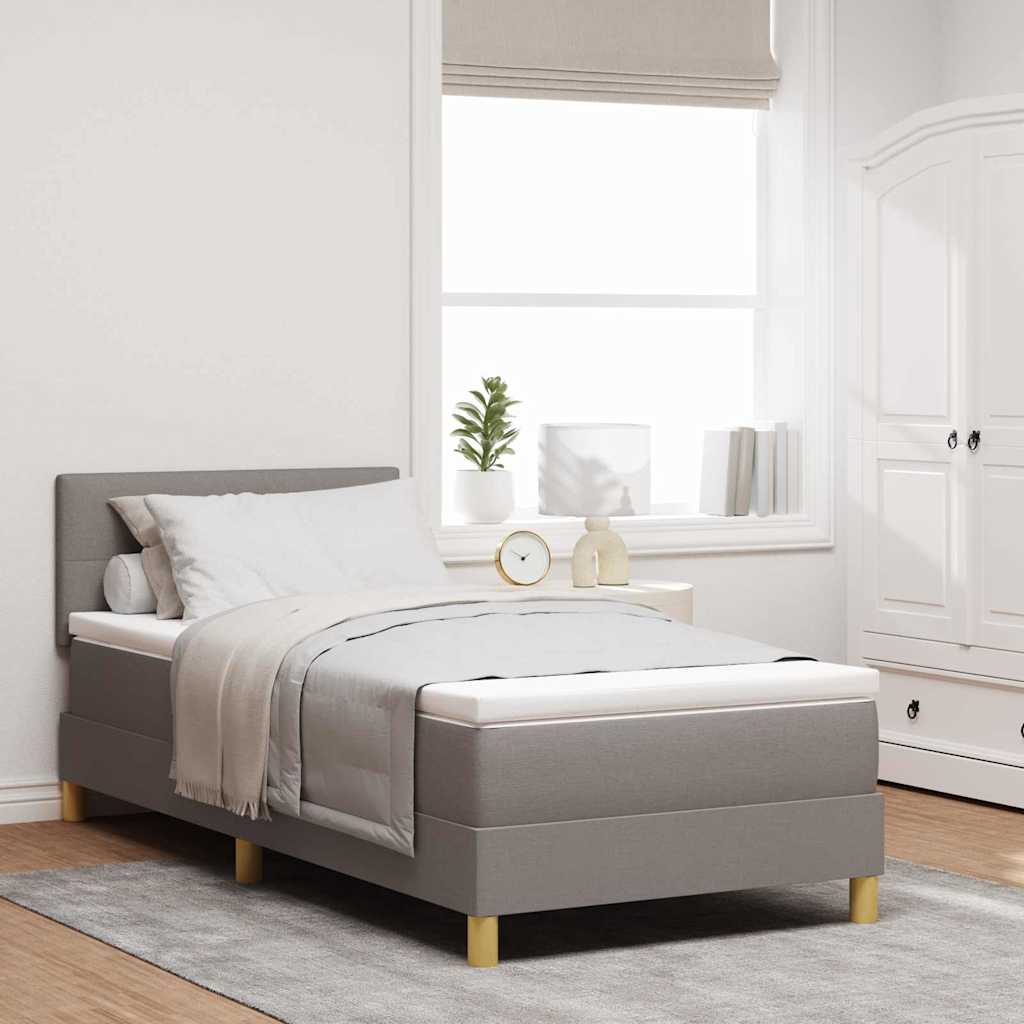 Lit à ressort LED avec tête de lit Taupe 100 x 200 cm tissu