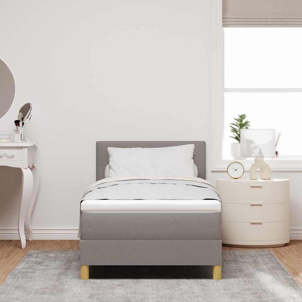 Lit à ressort LED avec tête de lit Taupe 100 x 200 cm tissu