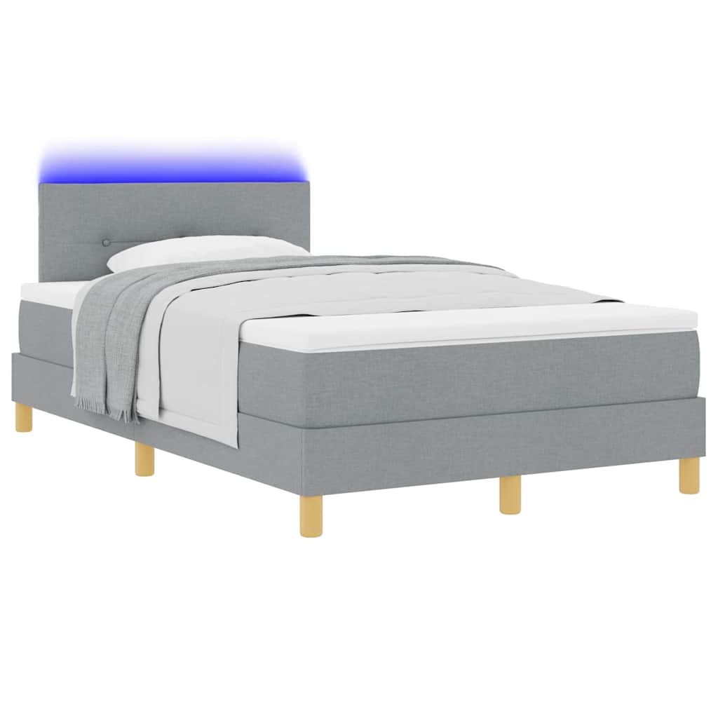 Lit à ressort LED avec bandes LED Gris clair 120 x 190 cm tissu