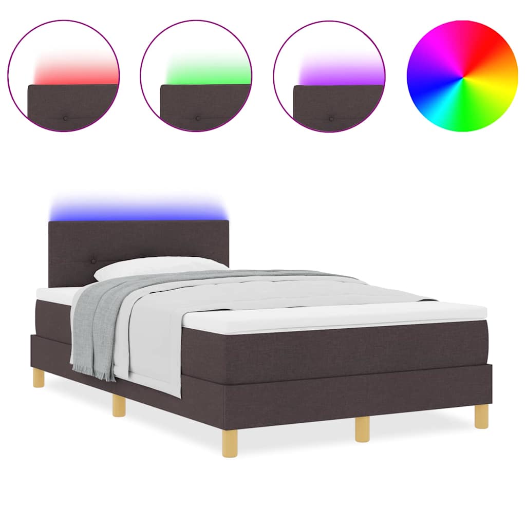 Lit à ressorts avec matelas Marron foncé 120 x 190 cm tissu - XIOS