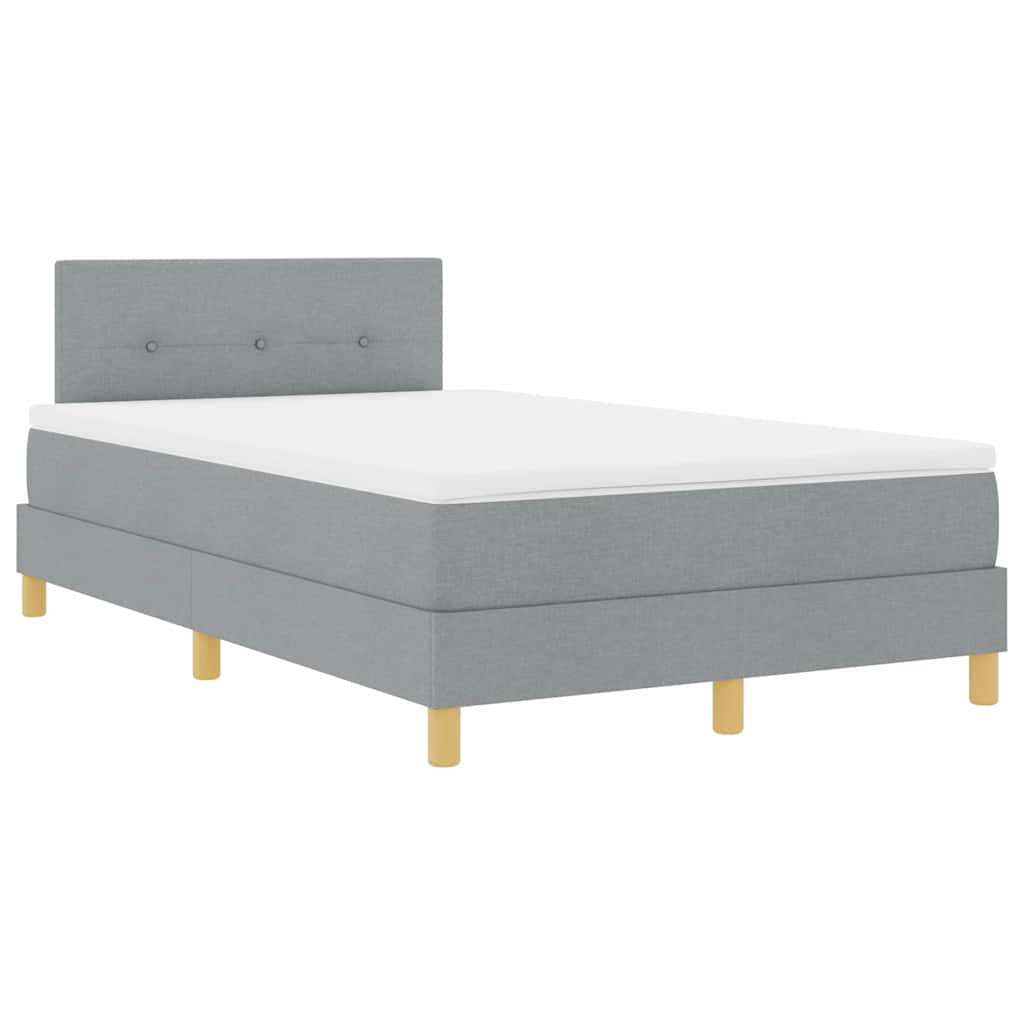 Lit à ressort LED avec bandes LED Gris clair 120 x 200 cm tissu
