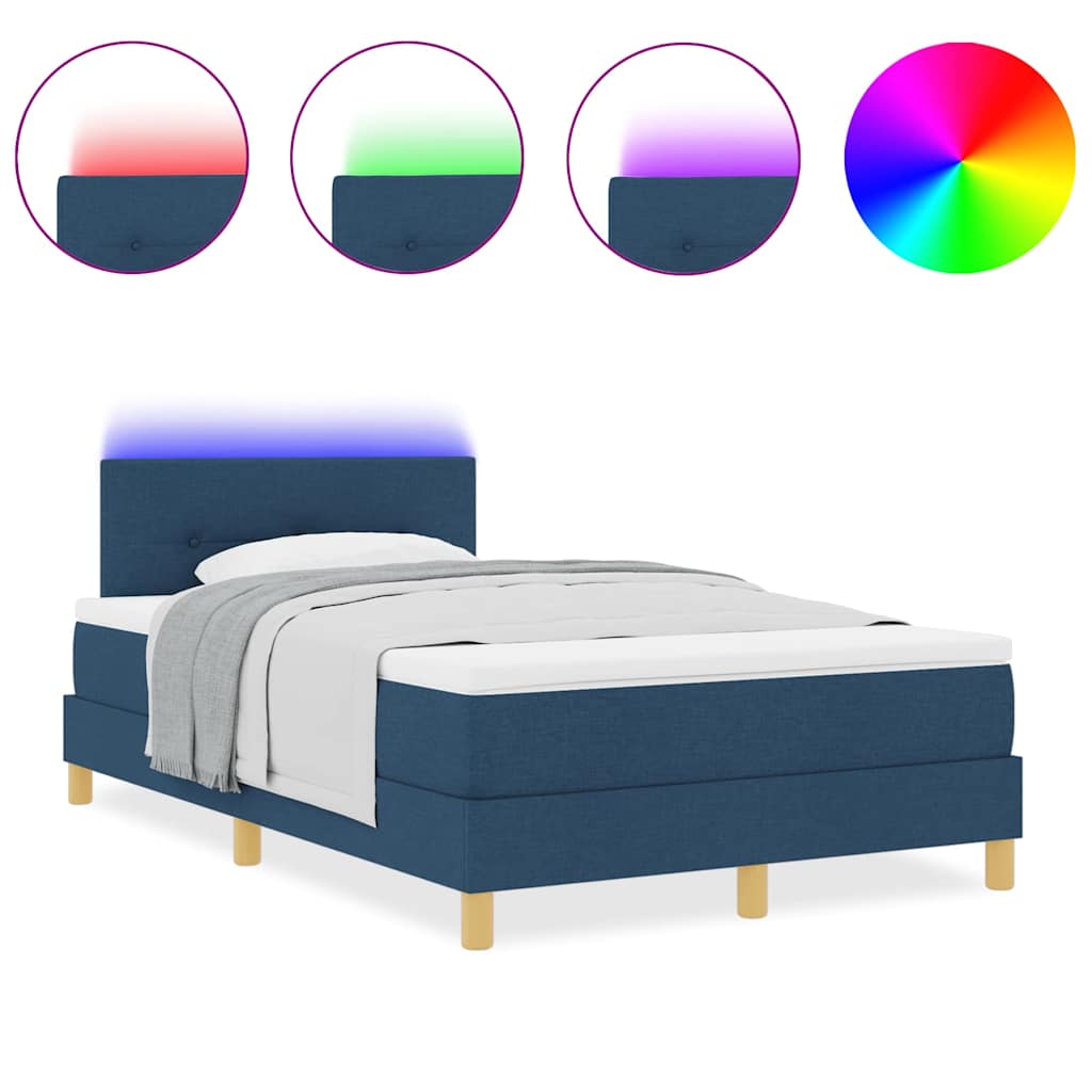 Lit à ressorts avec matelas Bleu 120 x 200 cm tissu - XIOS