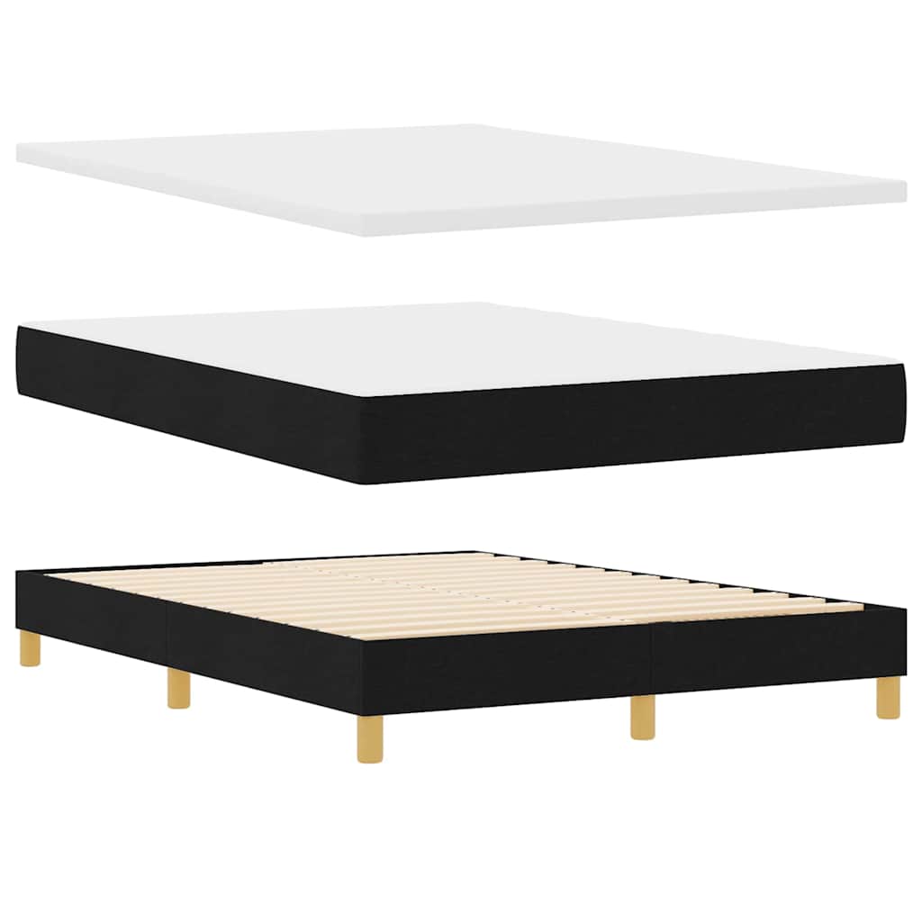Lit à ressort LED avec bandes LED Noir 140 x 190 cm tissu